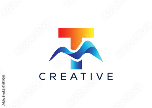 Free Download Minimal Letter T mountain logo design vector template. Initial Letter T hill vector logo - GFXLoad