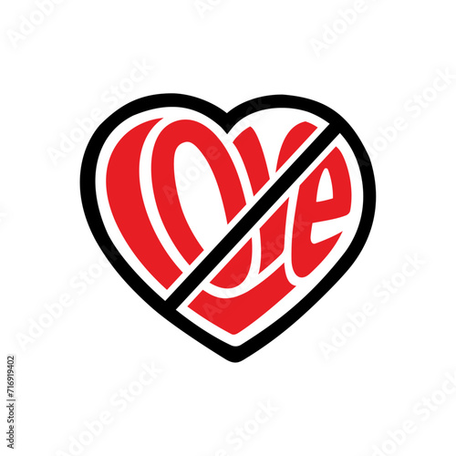 No Love Sign. Vector and Illustration.