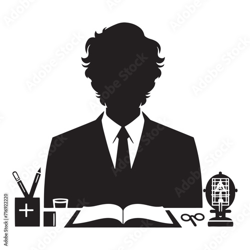 Enlightened Educators: Teacher Silhouette Set Illustrating the Enlightening Presence of Inspirational Educators - Teacher Illustration - Teacher Vector

