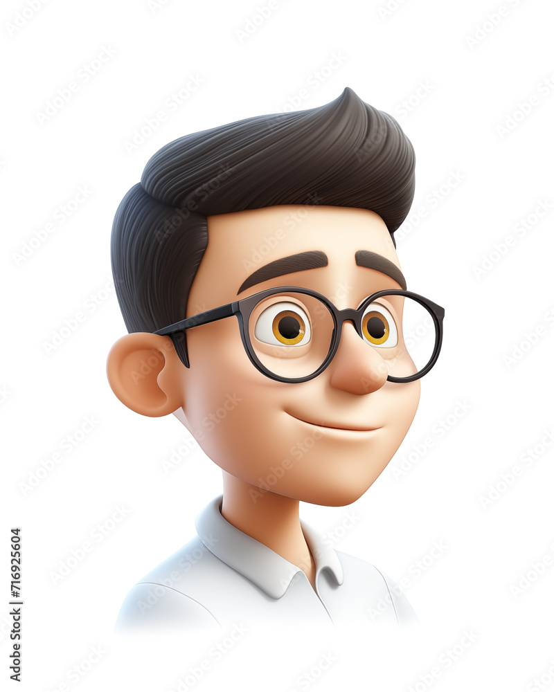 3D closeup portrait of young male in glasses 3D closeup portrait of young male in glasses