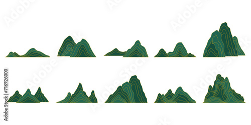 Set of chinese mountain illustration for lunar new year decoration and oriental culture