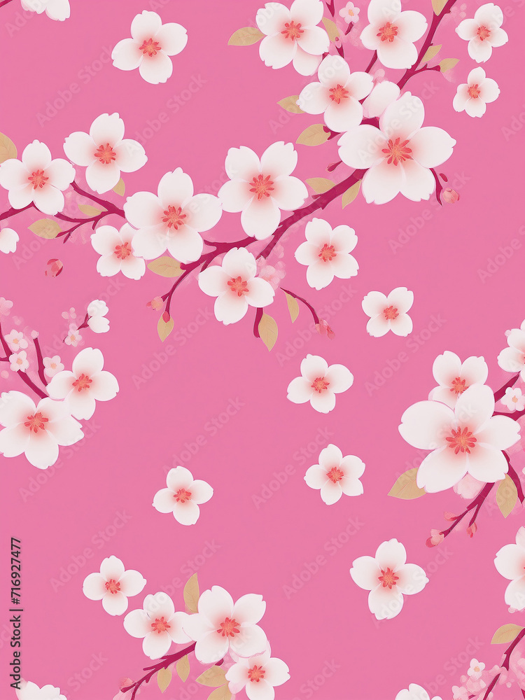 A photo of cherry blossom background in hand drawn Generative AI