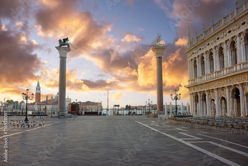 Venice, Italy. Sunrise view of piazza San Marco (St. Mark Square) photo