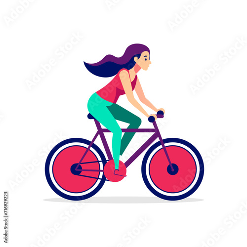 Women cycling. Flat graphic vector illustration on white background.
