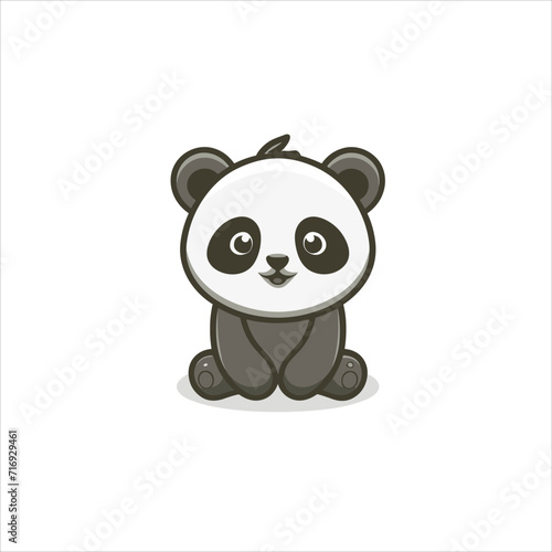 panda flat vector illustration logo design