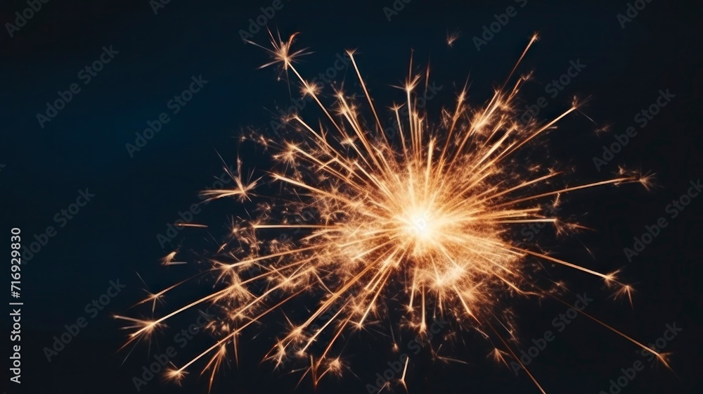 Fireworks on black background. New Year and Christmas holiday concept