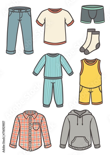 Clothes stickers sweat, socks, tee shirt, pants (ID: 716929817)