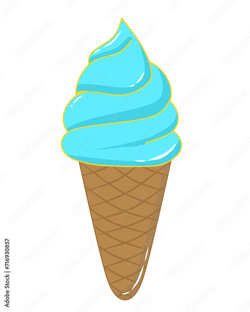 Doodle ice cream cute illustration inspired by sea salt flavor with brown and blue color that can be use for social media, sticker, wallpaper, e.t.c