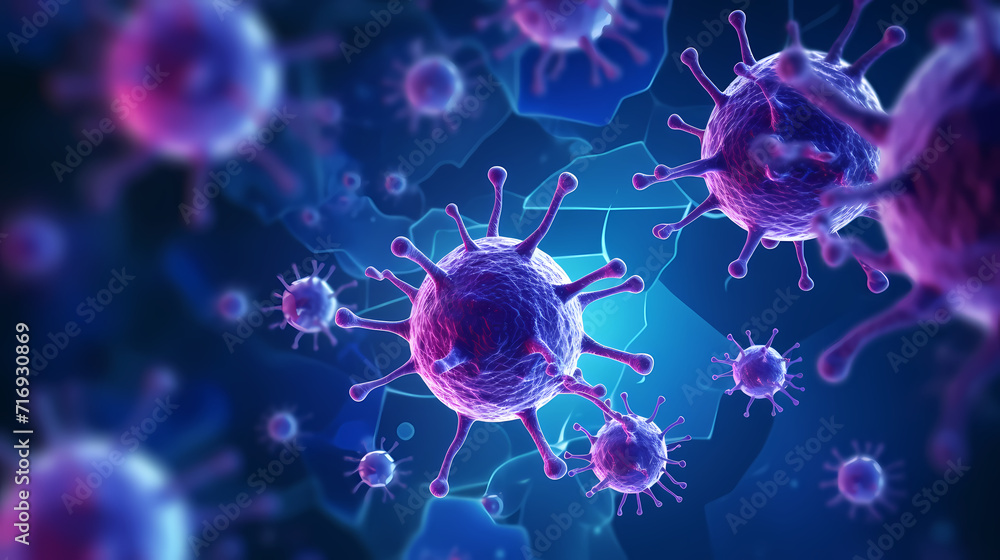 Virus cells abstract science concept, medical research background Virus cells abstract science concept, medical research background