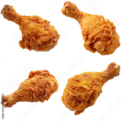 Set of Fried chicken leg Isolated on white background