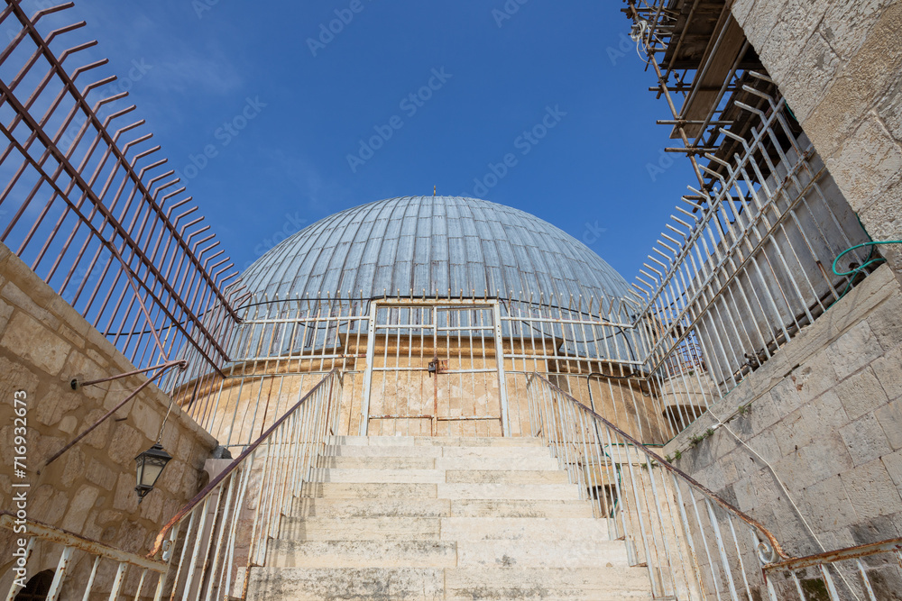 the top of the dome of the Church of the Holy Sepulchre has an exclusive access to the roof for maintenance and repair works