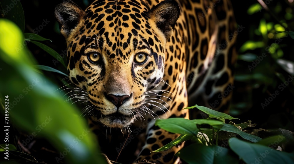 A prowling jaguar in a South American rainforest A prowling jaguar in a South American rainforest