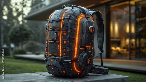 Futuristic Energy-Infused Bag on colorful background JPG by Generative A.I.