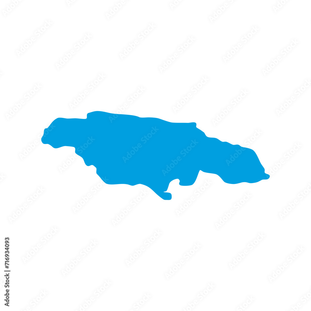 Jamaica map vector pale blue isolated on white background. Flat, Icon, Easy drawing style.