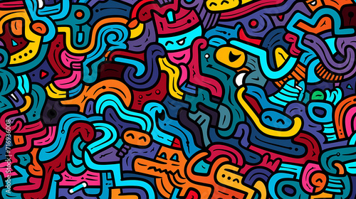 Funny doodle seamless pattern, artistic background