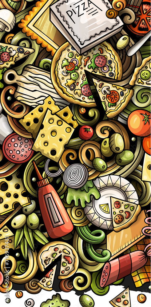 Pizza detailed cartoon illustration