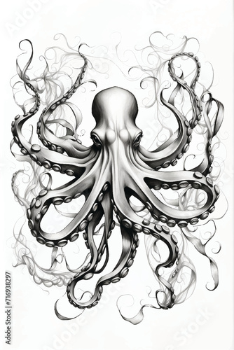 abstract scribble sketch drawing of an octopus monster 