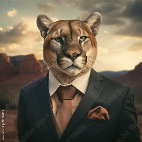 Mountain lion in a suit