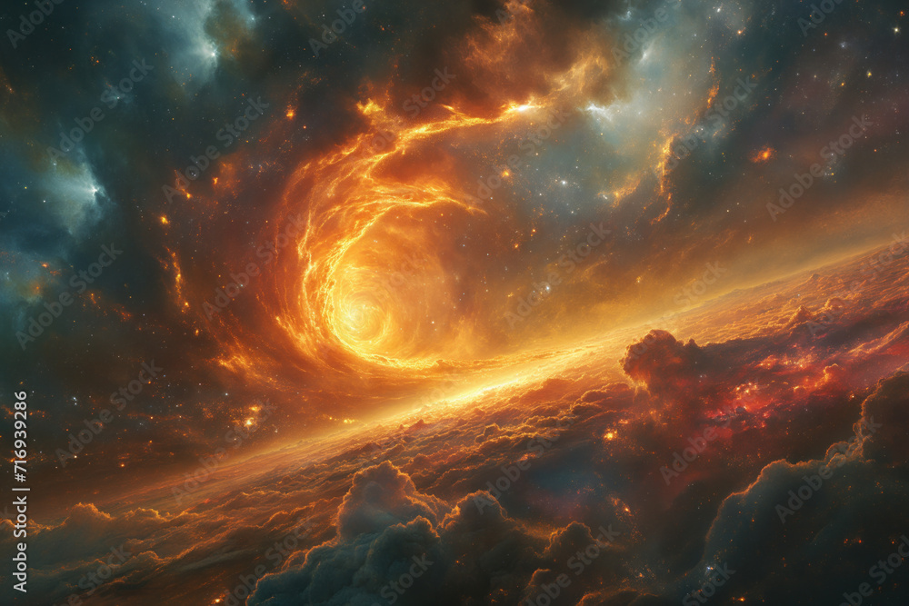 Spiral galaxy in space. Background image. Created with Generative AI technology Spiral galaxy in space. Background image. Created with Generative AI technology