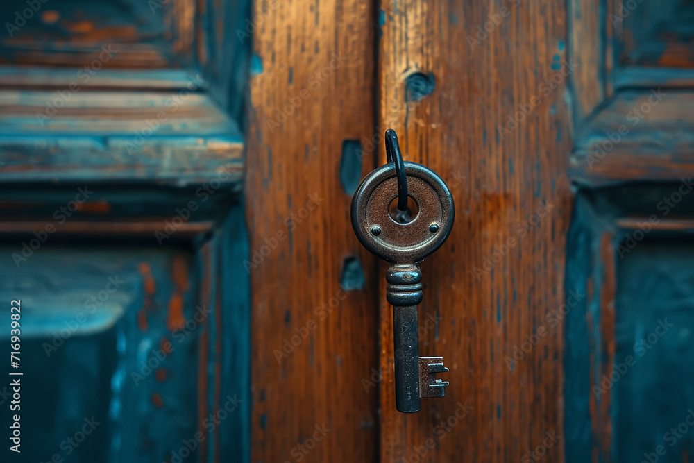 The key was inserted into the door of the house The key was inserted into the door of the house