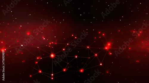 Abstract seamless technology background with lines and stars. A mesmerizing blend of geometric shapes and celestial elements in a vibrant display red color