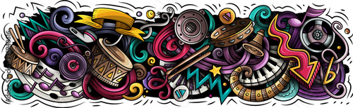 Music cartoon banner illustration
