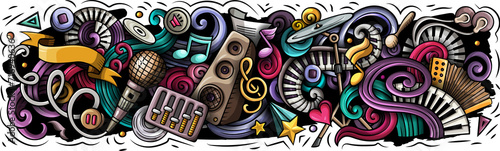 Music cartoon banner illustration