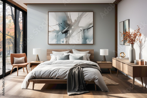 The blend of minimalistic furniture, light colors, and functional design elements creates a calming and visually appealing space for a peaceful night's sleep. © Usman