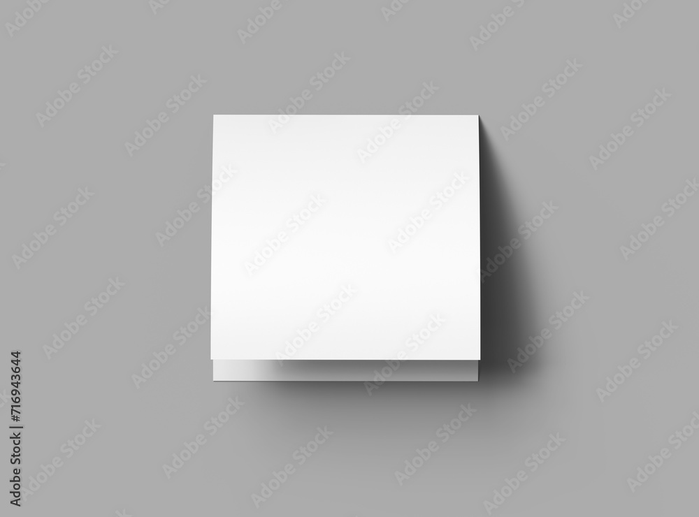 Blank square Z-fold brochure 3d render to present your design Blank square Z-fold brochure 3d render to present your design