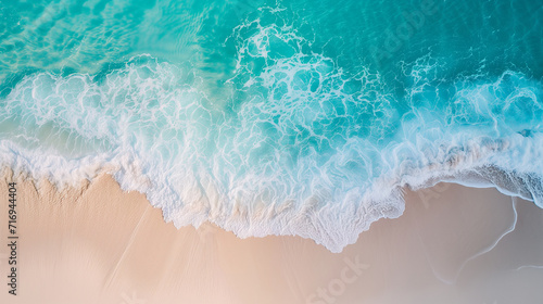 Beautiful sandy beach with blue waves