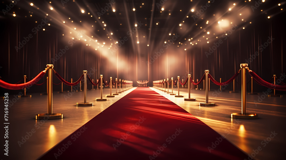 Red carpet staircase background, VIP entrance, night awards ceremony Red carpet staircase background, VIP entrance, night awards ceremony