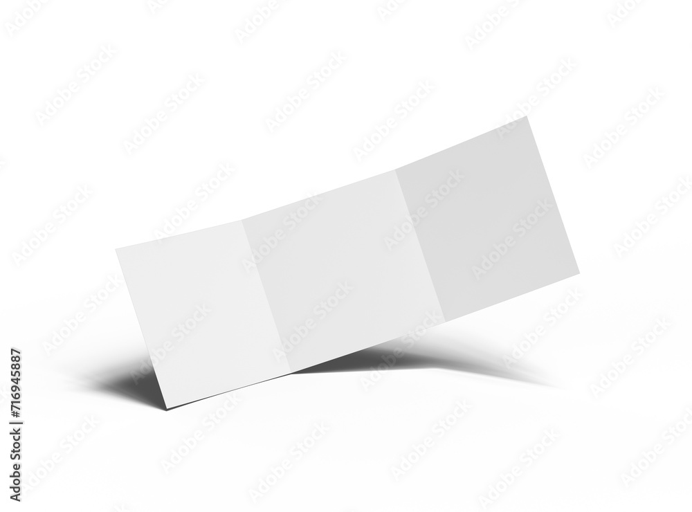 Blank square Z-fold brochure 3d render on transparent background Blank square Z-fold brochure 3d render on transparent background