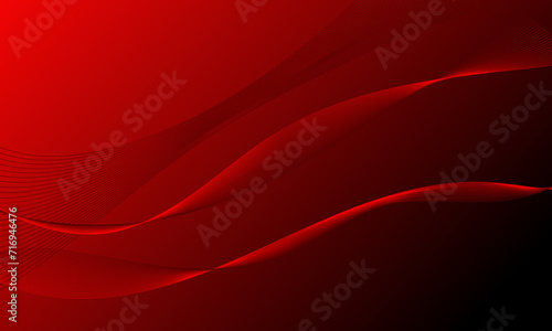 red business lines wave curves on gradient abstract background