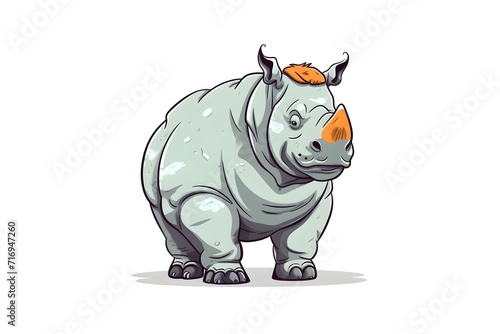 cute rhinoceros cartoon stickers © opom