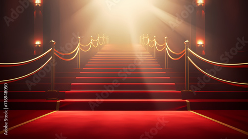 Red carpet staircase background, VIP entrance, night awards ceremony