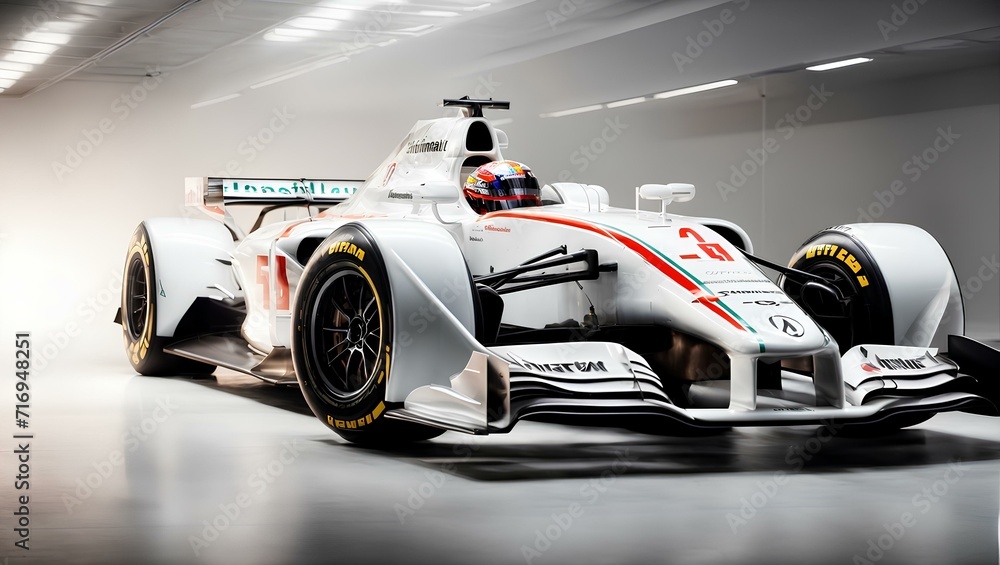 race car, Formula 1 car in white on an abstract background. sports