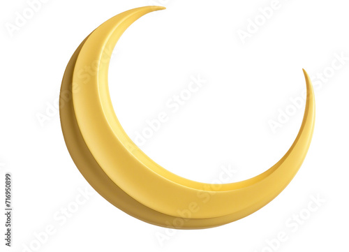 Stylized yellow crescent moon on a white background.