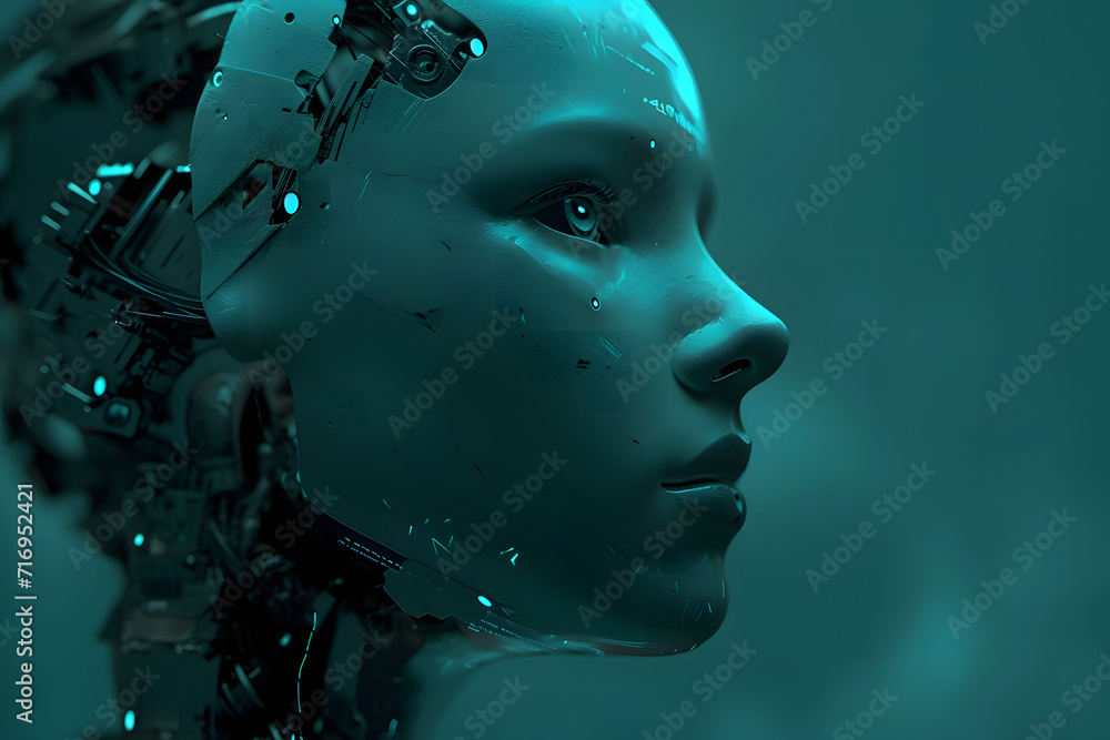 Artificial Intelligence Marvel: A Vision of Tomorrow's Android Robot Face Artificial Intelligence Marvel: A Vision of Tomorrow's Android Robot Face