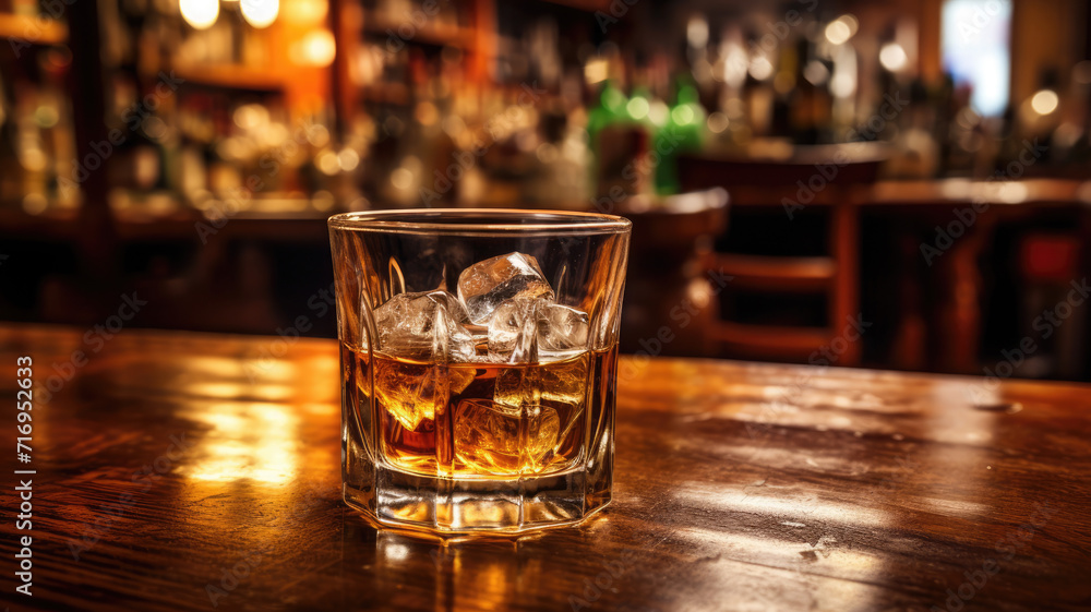 Classic Glass of Whiskey in a Pub Classic Glass of Whiskey in a Pub