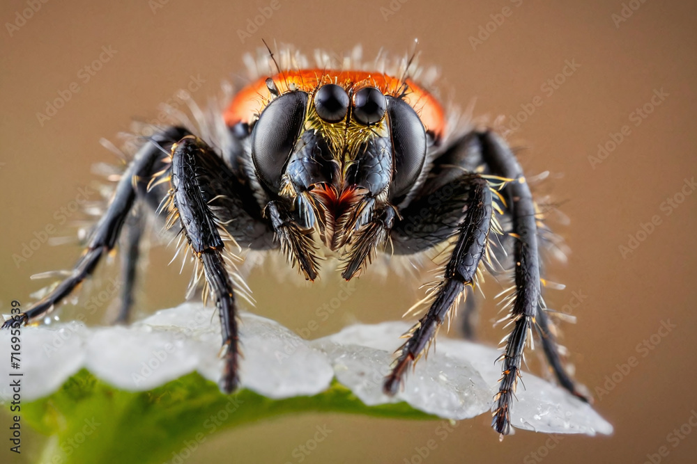 Macro shot of a jumping spider on a leaf. Shallow depth of field Macro shot of a jumping spider on a leaf. Shallow depth of field