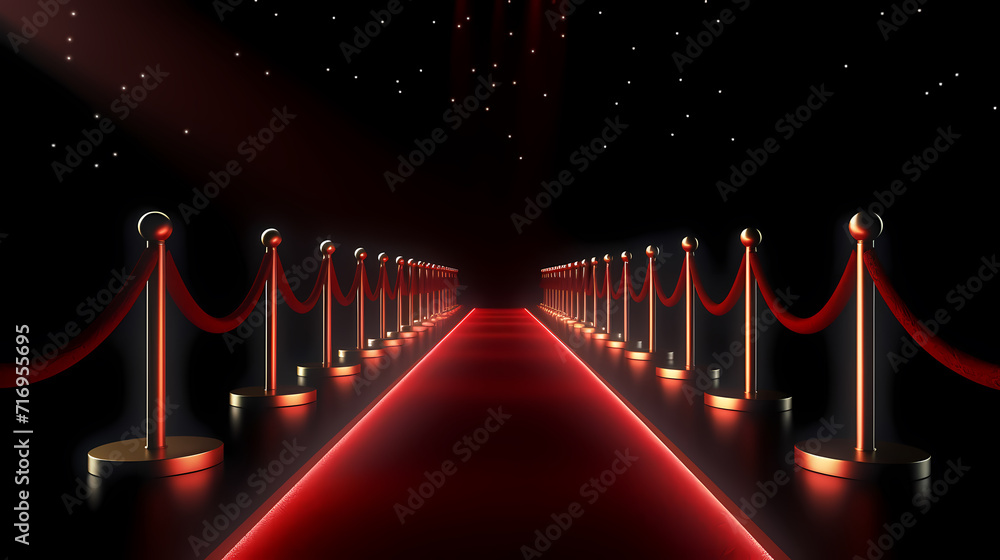 Red carpet on the stairs on dark background, the way to glory, victory and success Red carpet on the stairs on dark background, the way to glory, victory and success