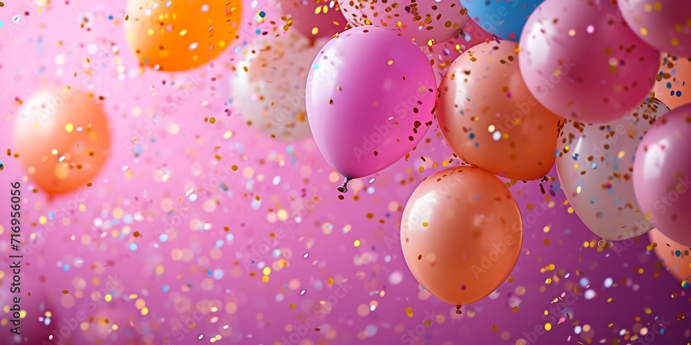 Festival, carnival or birthday party frame with balloons, streamers and confetti with copy space. Festival, carnival or birthday party frame with balloons, streamers and confetti with copy space.