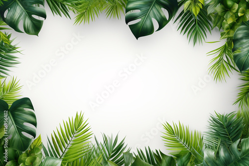 Tropical leaves background with space for text. © StockHaven