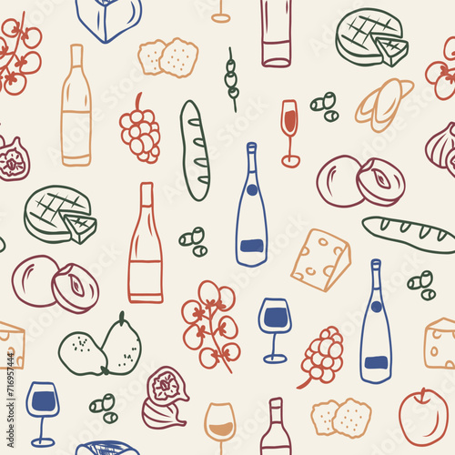 Doodle wine tasting elements background