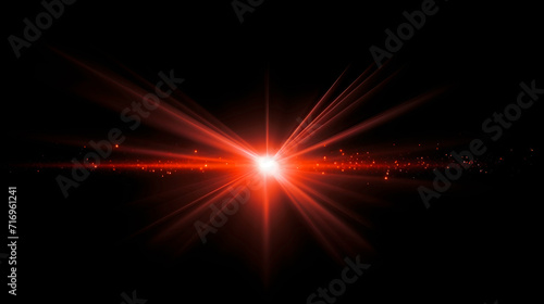 A red lens flare with particle effects, starlight.
