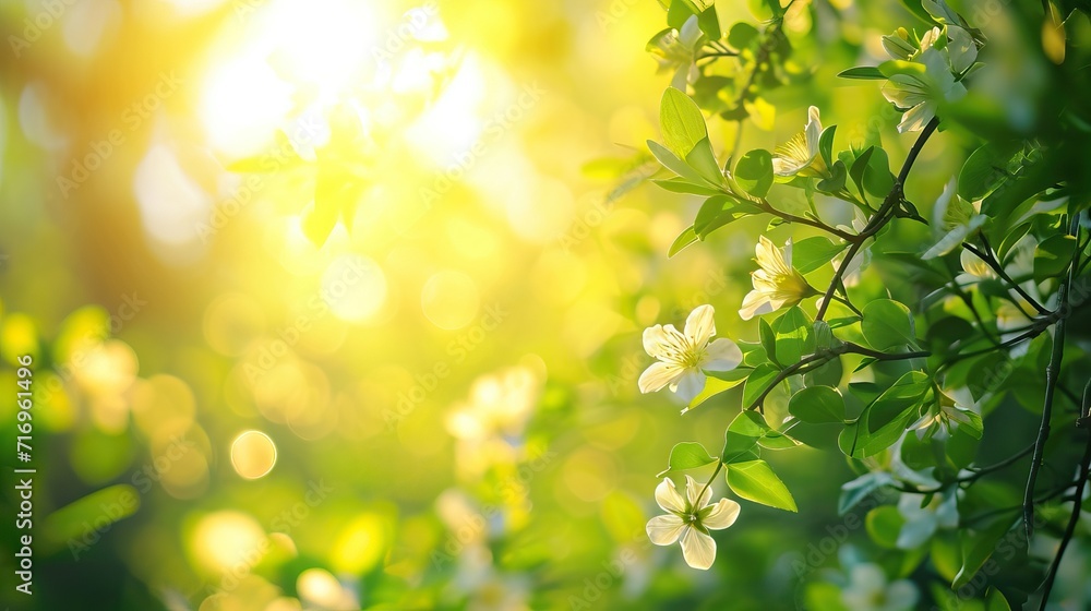 Sunny sky with spring field with growing flowers and grass. AI generated illustration Sunny sky with spring field with growing flowers and grass. AI generated illustration
