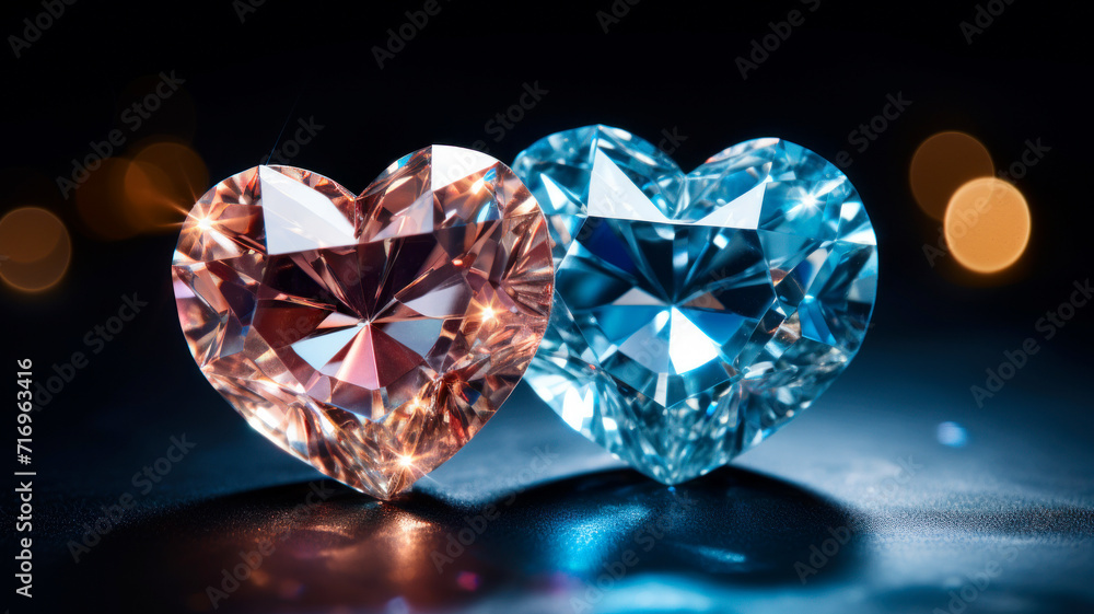 Fine cut clear glittering gemstones in shape of heart Fine cut clear glittering gemstones in shape of heart