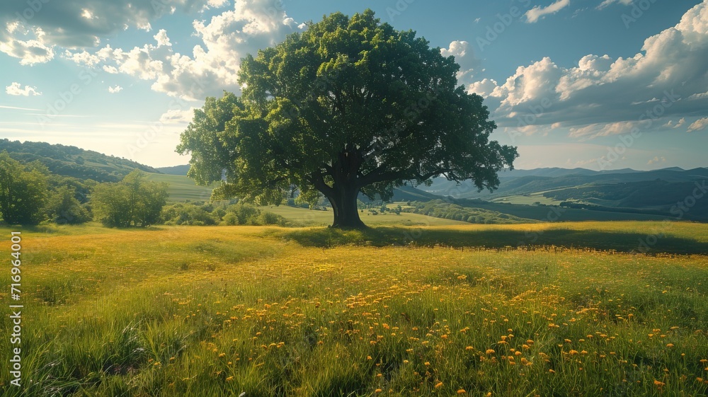 Landscape with a tree in the field