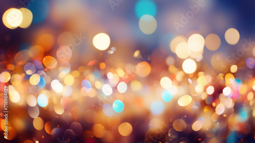 Abstract multi-colored background, defocused lights, bubbles, glitter