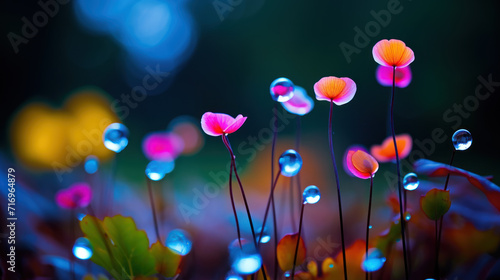 Dream-like unreal blossoming flowers on blurred background © Kondor83